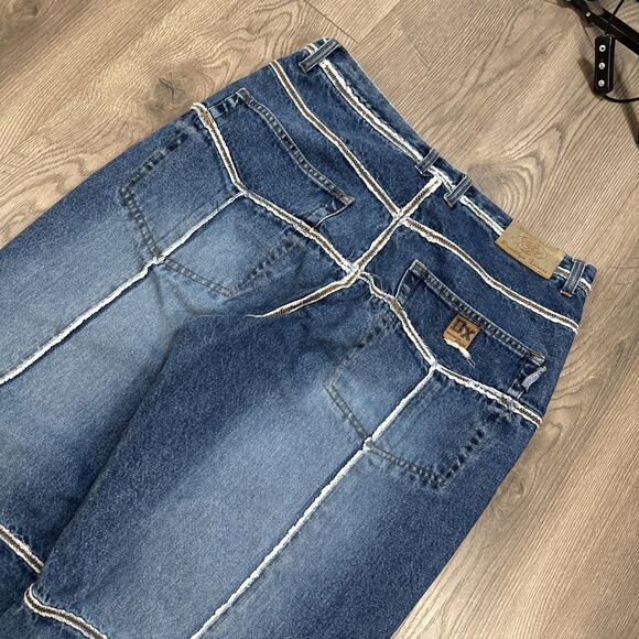 Brooklyn Express Jeans Patchwork Loose Fit Baggy Wide Leg Denim VTG Y2K 36x32 - Picture 3 of 7